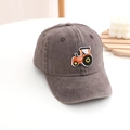 Gorra de béisbol infantil en denim lavado gris oscuro con bordado de tractor - 52CM(2-6 Años) / café