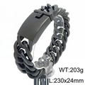 Men's titanium steel black chunky Cuban chain bracelet with 230x24mm size specs - 23mm Polished Black (KB207061-KJX)
