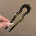 Épingle à cheveux en U en acrylique vert foncé translucide pour chignons, long 13cm - Vert Foncé - Style Géométrique