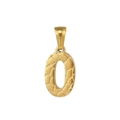 Pendente per collana in acciaio inossidabile dorato con finitura testurizzata a forma di zero - Lettera O (Ciondolo Singolo)