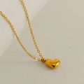 Minimalist 18K gold plated stainless steel heart bubble pendant necklace on a fine chain - Letter L
