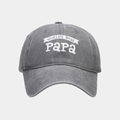 Berretto da baseball in denim grigio scuro lavato con stampa testo World's Best Papa - Regolabile / Grigio