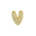 Mini bubble style gold-plated V-shaped letter pendant with sparkling micro-pave crystals - Letter V / Gold