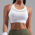 Weißer Sport-BH mit Mesh-Einsatz und elastischem Unterbrustband für Fitness-Training - XS / Weiß