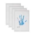 Set of four minimalist white DIY handprint picture frames for family anniversary gifts - With 8 Colors Pigment / White