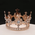 Detail of rose gold birthday crown with sparkling rhinestones for cake decoration - 8-Point Diamond Crown / Rose Gold + White Rhinestone