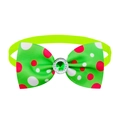 Green polka dot pet bowtie collar with sparkling rhinestone gem and elastic band - Grass Green Polka Dot with Rhinestone
