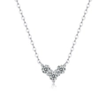 Macro view of S925 sterling silver necklace featuring three V-shaped moissanite stones - (s925 Silver + Moissanite N12972-4.0) / Chain Length 40cm + 5cm (extension Chain)