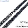Oxidized black titanium steel king chain necklace for men, 6mm width and 50cm length - 6mm / Bracelet 18CM / Matte Black
