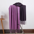 Elegant purple gradient cashmere scarf featuring classic fringe tassels and soft texture - No.38 Light Purple