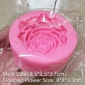 Pink silicone rose flower mold for DIY candles and soap, size 8.5x8.5x3.7cm - Peony 6250 / Pink