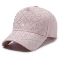 Cappellino da baseball rosa con lettere di strass e motivi trapuntati di diamanti moda - Rosa