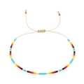 Colorful handmade seed bead woven bracelet with adjustable sliding knot beach style - Rainbow Woven Handmade Seed Beads (MI-B200579A)