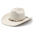 Sombrero vaquero beige de ante sintético con cuentas de madera y adornos de conchas - M (56-57 cm) / Beige