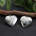 Sliver heart locket pendant in 316 stainless steel with embossed floral design - Double Heart Locket 29*29mm / Hand Polishing
