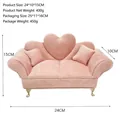 Pink velvet heart-shaped mini sofa jewelry organizer with gold legs and two pillows - Sakura Pink Chaise Longue