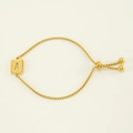 Adjustable 18K gold plated box chain bracelet featuring a square letter A pendant - Gold A