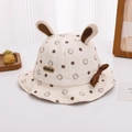 Dettaglio cappello neonato con orecchie da coniglio 3D, stampe di orsi e logo in pelle - 48cm (6 Mesi-2 Anni) / Coniglio Bianco Sporco