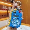 Calcolatrice a dinosauro blu con mini labirinto e portachiavi in metallo per zaini - Blu scuro