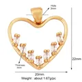 Gold plated heart pendant with marquise zircon stones, measuring 20mm by 22mm - Marquise Zircon Hollow Heart / Gold