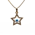 Collar de estrella dorada con diseño de ojo del diablo y circonitas en cadena box - Ojo Turco de Estrella Dorada