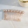 Eleganter Braut-Haarkamm aus Gold mit acht Strass-Sonnenblumenmotiven auf hellem Hintergrund - Roségold (C7308)