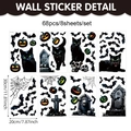 Detail view of 8-sheet Halloween window stickers with black cat, pumpkin, and bat designs - Black Cat Pumpkin Patterns (UV24Y12455S_T) / 20*30cm
