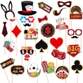 Colorful casino photo booth props set with poker cards and chips on white background - Photo Props Set