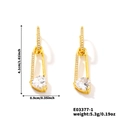 Orecchini a spilla dorati con zircone a cuore, misura 4,1cm x 0,9cm, peso di 5,3g - Stile Spilla da Balia Zirconia Cuore (E03377-1)