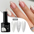 Vista dettagliata del gel per unghie bianco perla con texture 3D e flacone - Gel Filo di Conchiglia TS001 (Bianco)