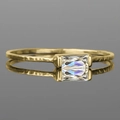 Elegant gold hammered ring for women featuring a minimalist baguette-cut clear gemstone - US 5 / White