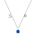 S925 sterling silver Capricorn necklace featuring square blue gemstone and star pendant - 925 Silver / 925 Sterling Silver-Blue Zirconia