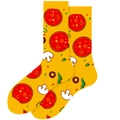 Funny mid-calf cotton socks with vibrant yellow pizza pattern and colorful toppings - EU 36-42 / Yellow Pizza