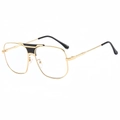 Occhiali da sole aviator alla moda con montatura in metallo dorato e doppio ponte nero - Montatura Oro Nero