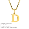 Gold plated stainless steel box chain necklace with elegant letter D initial pendant - Letter D / Gold
