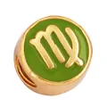 Golden Virgo zodiac bead with green enamel finish for DIY jewelry making - Zodiac-Virgo