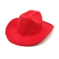 Detailed macro shot of red lamb wool western cowboy hat with textured fleece finish - Red