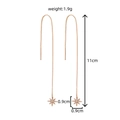 Rose gold threader earrings featuring star pendants with sparkling cubic zirconia - NE1052 Sunflower