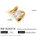 Detail of 18K gold-plated stainless steel ring with 8*10mm square zircon gemstone - Square Zircon Minimalist Style (NB-R24214)