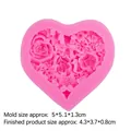 Molde de silicona corazón floral rosa para decoración de pasteles y chocolate DIY - 4# Rosa / Rosa en forma de corazón / 5 cm