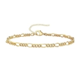 Golden Figaro chain bracelet with lobster clasp and adjustable extension in metallic finish - Figaro Chain Style 4 / Gold