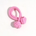 Pink woven fabric flower knot hair tie with high elastic band for ponytails - Thick High Elastic / Pink