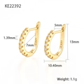 U-shaped gold plated silver hoop earrings with clear cubic zirconia pavé setting - 925 Silver / Gold White