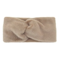 Fascia per capelli incrociata in peluche marrone chiaro in ecopelliccia per inverno e yoga - Cachi