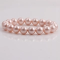 Elegante bracciale di perle rosa da donna con perle sintetiche tonde e finitura lucida - Rosa