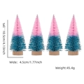 Set of 4 mini blue and pink gradient Christmas trees with natural wood bases - Set of 4 / Pink Blue Gradient