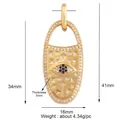 Gold lock lucky evil eye pendant charm with blue stones and precise dimensions - Gold Shield