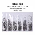Flat back silver crystal AB nail rhinestones mixed sizes around 1440 pieces in 6-grid pack - Mixed Sizes SS4-SS16 Around 1440 Pieces / Silver AB Iridescent