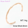 Bamboo style rose gold open bangle, 14g weight with 64x4.6mm inner diameter size - Bangle / Rose Gold