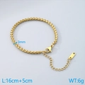 Golden wheat chain bracelet with K18 tag and lobster clasp in 18K gold plated steel - Wheat Chain Gold (KB1862268-Z)